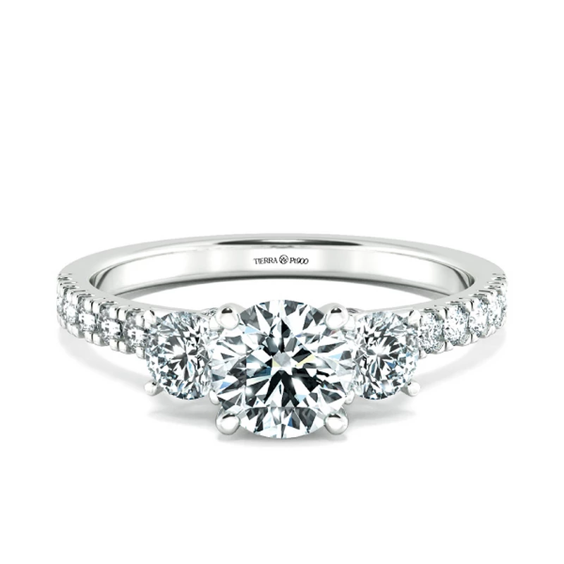 Nhẫn cầu hôn Threestone có 3 bridge accent NCH3205